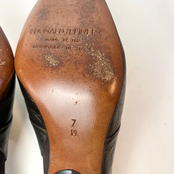 Donald J. Pliner Leather Kitten Heel Pointy Toe Mules Copper Sz 7 - Picture 12 of 12